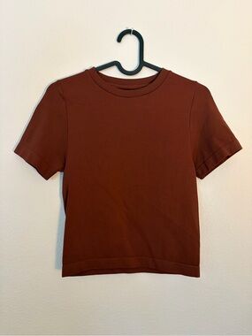 A New Day Simple Short-Sleeve Crop Tee in Rich Brown